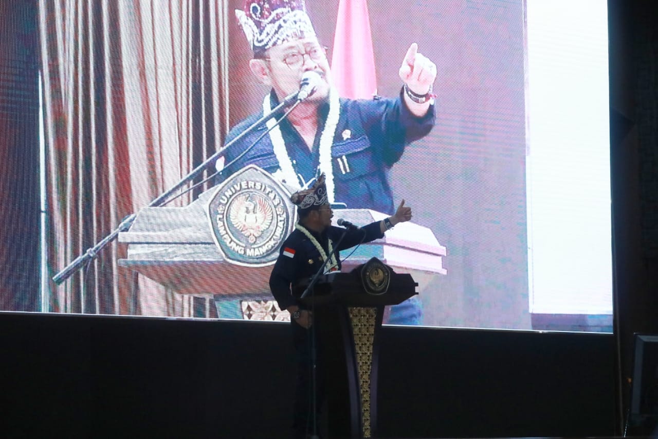 Mentan Syahrul Yasin Limpo menyampaikan kuliah umum di Universitas Lambung Mangkurat (ULM), Kalsel, Jumat (25/11).