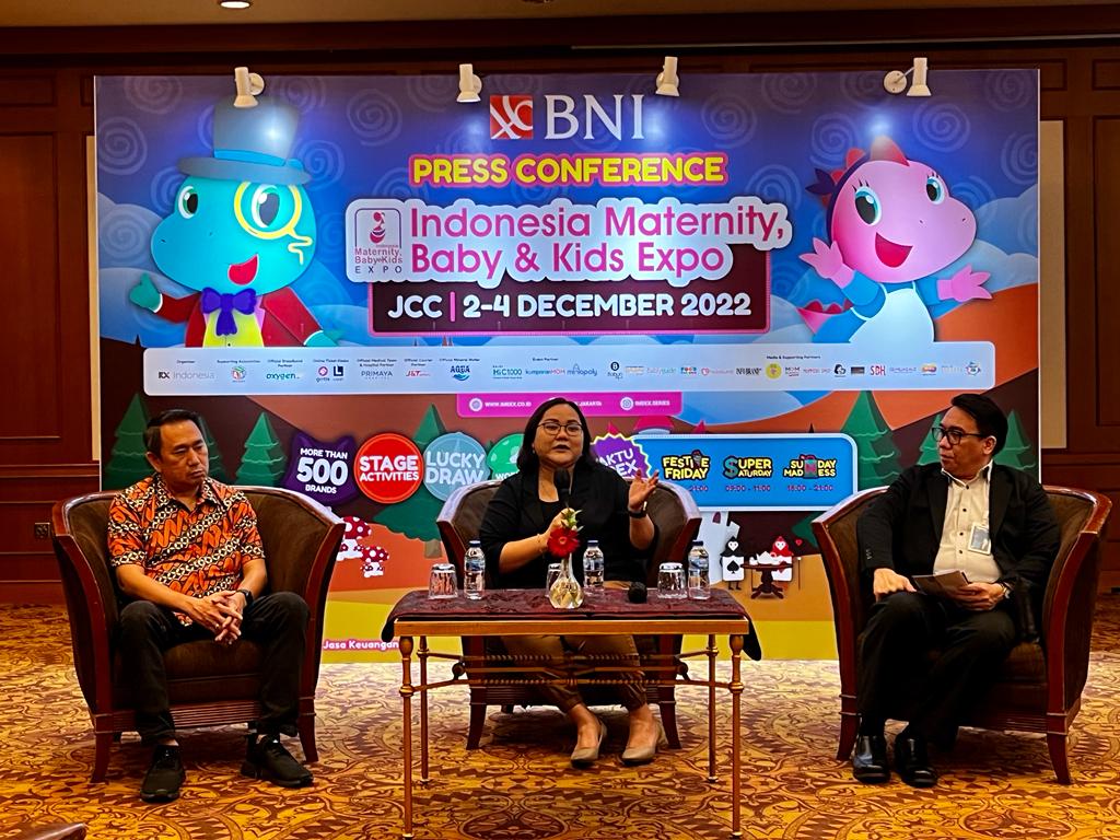 Konferensi pers pameran Indonesia Maternity, Baby and Kids Expo (IMBEX) 2022 di Jakarta, Rabu (23/11).