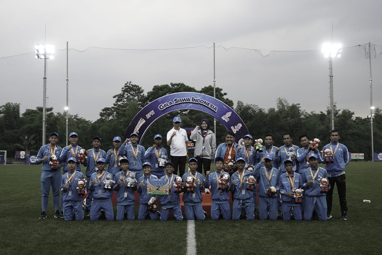 Tim peringkat kedua pada pemusatan latihan Gala Siswa Indonesia di ASIOP Training Ground, Sentul, Kabupaten Bogor, Jawa Barat.