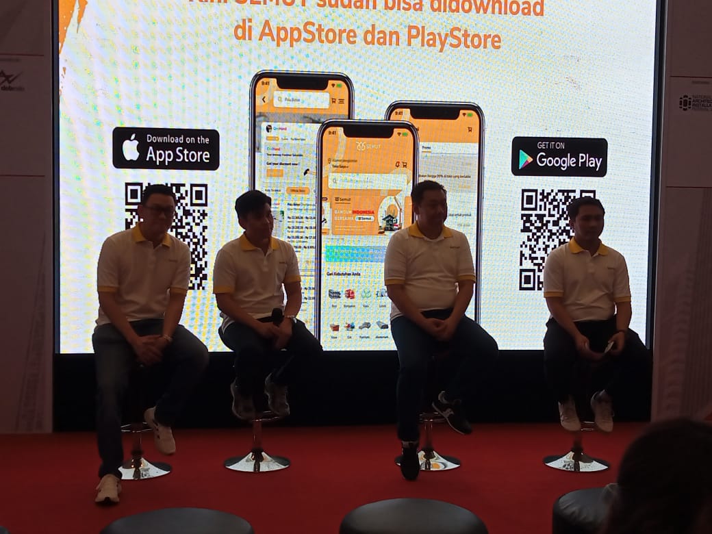 Acara peluncuran aplikasi bahan bangunan dan interior, Semut, di ICE BSD, Tangerang, Sabtu (19/11) siang.