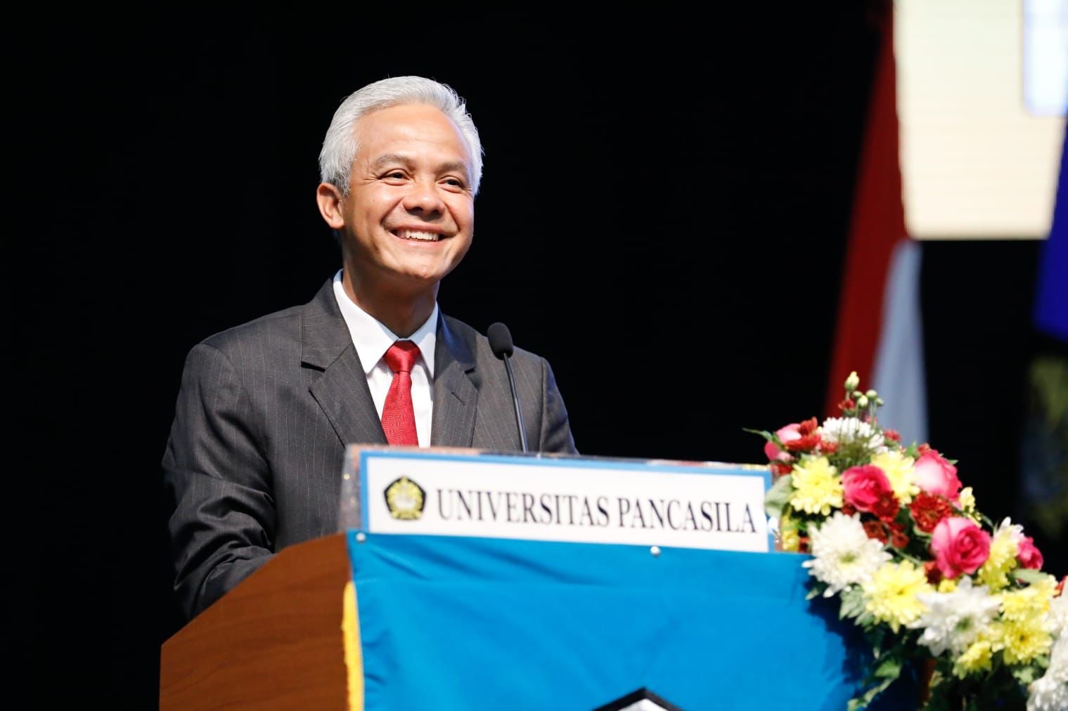 Gubernur Jateng Ganjar Pranowo saat memberikan orasi ilmiah di Universitas Pancasila, Jakarta, Selasa, (1/11/2022) 