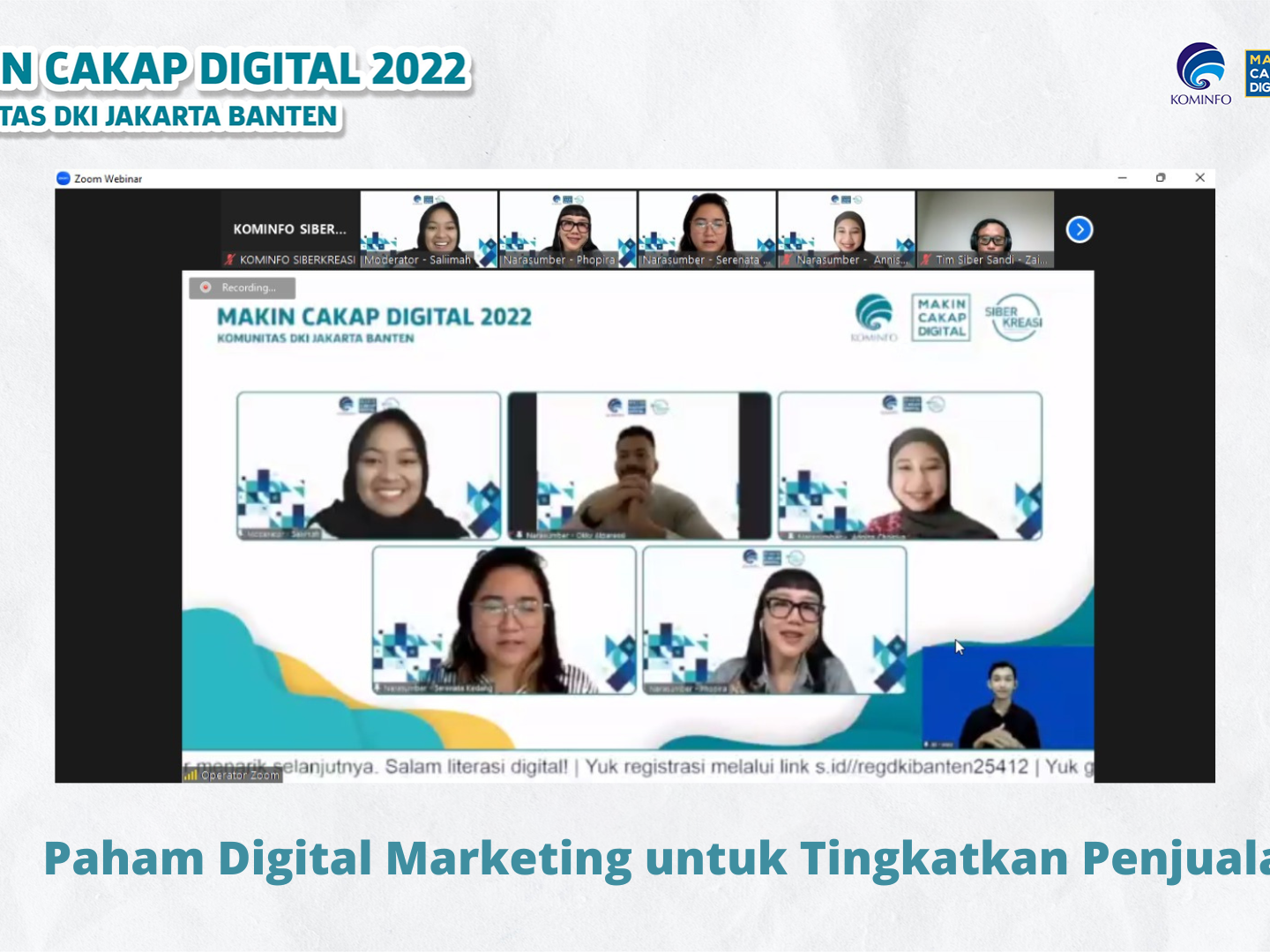 Webinar tentang Paham Digital Marketing untuk Tingkatkan Penjualan. 