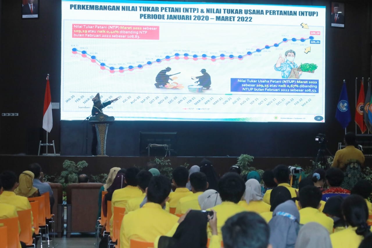 Menteri Pertanian Syahrul Yasin Limpo di depan mahasiswa Universitas Lambung Mangkurat, Banjarmasin, Kalimantan Selatan