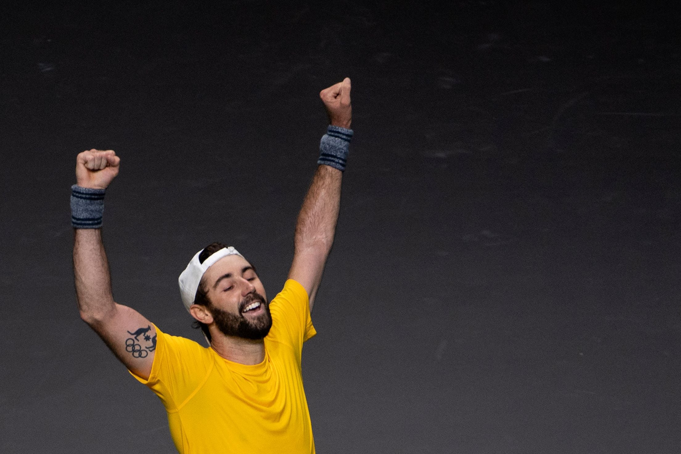 Selebrasi petenis Australia Jordan Thompson