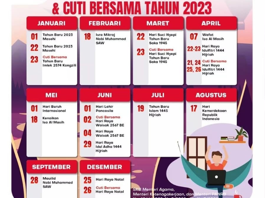 Hari libur dan cuti bersama pada 2023.