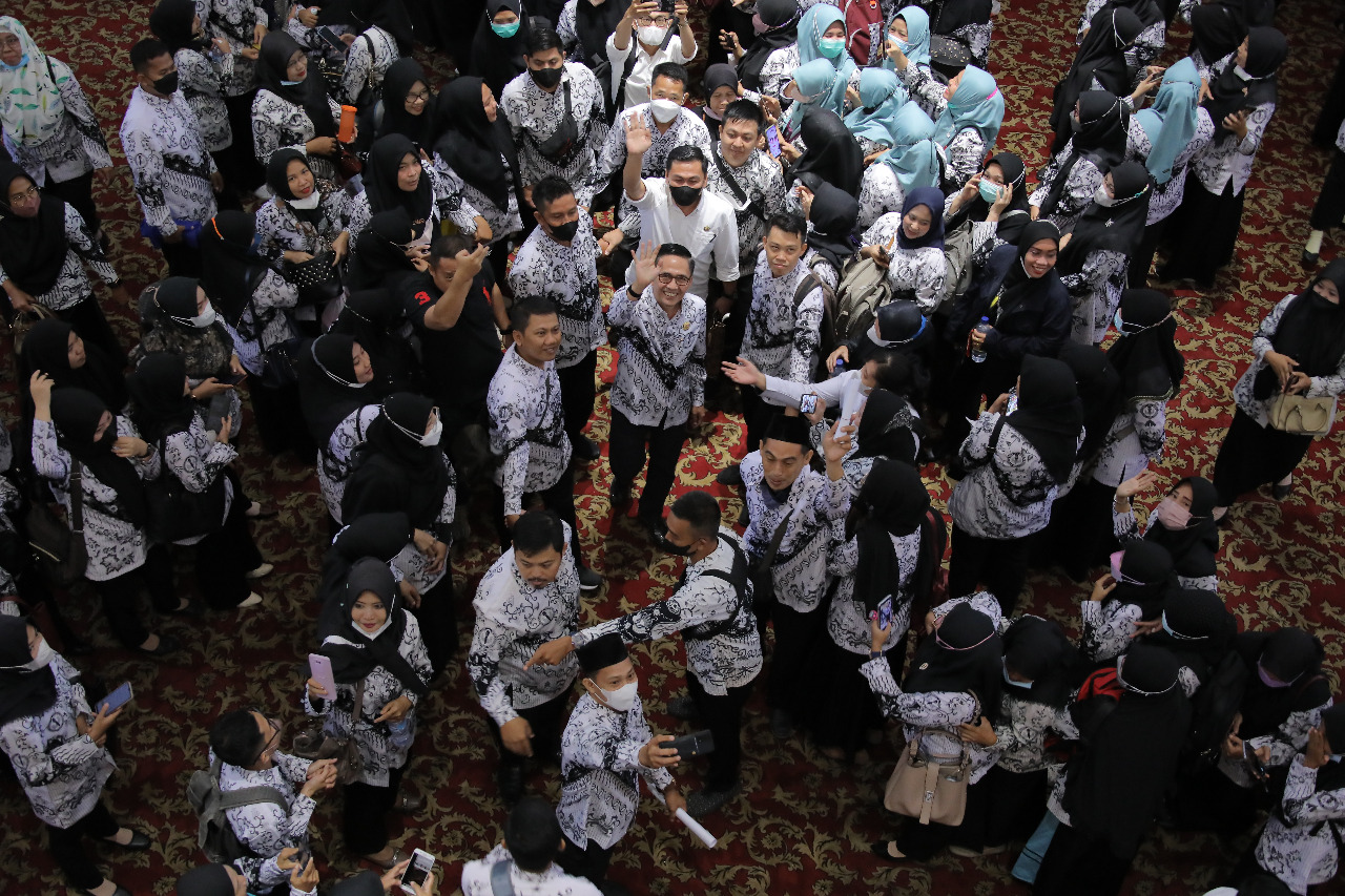 Para guru honorer yang lolos program P3K di Palembang, Sumatera Selatan.