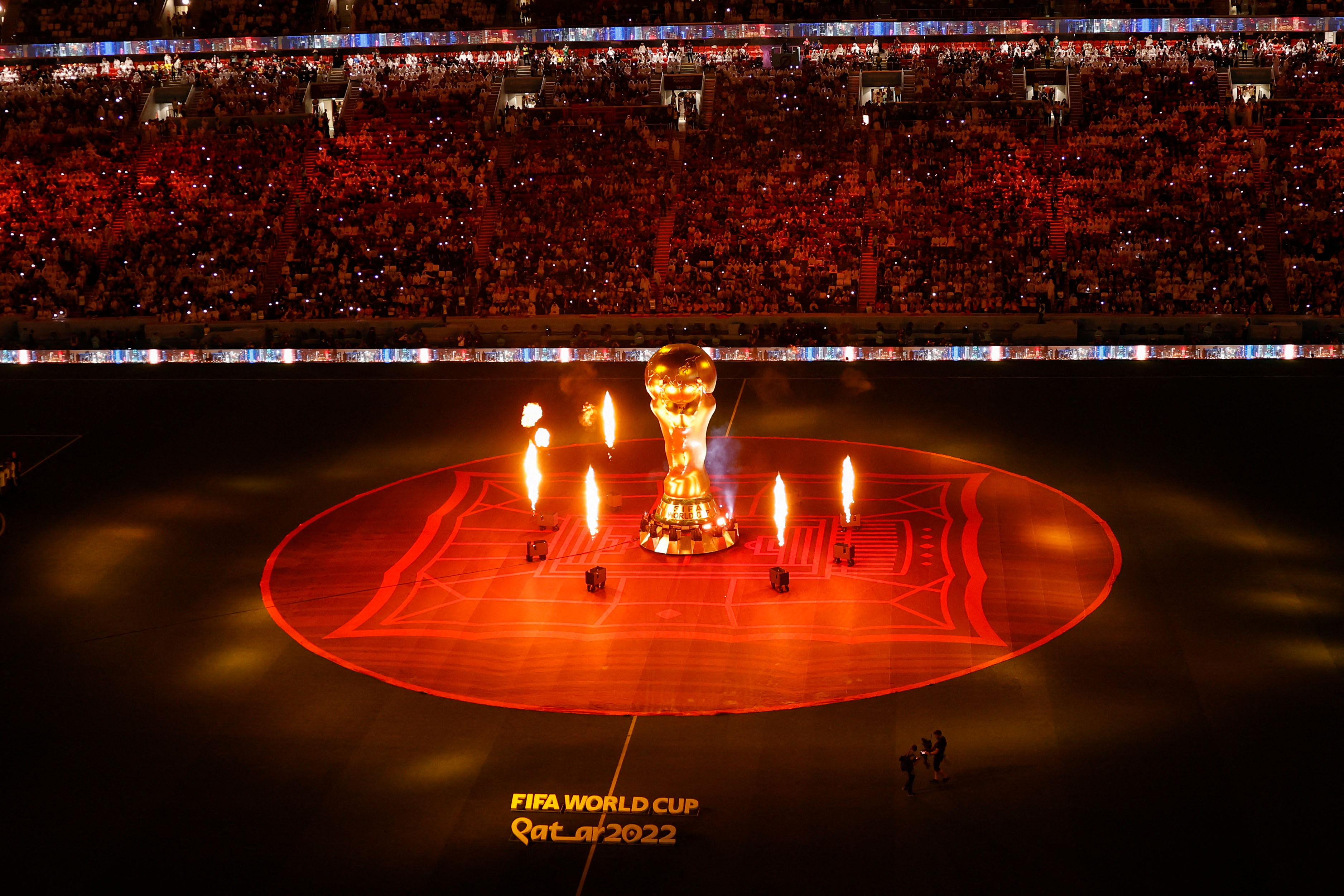 Upacara pembukaan Piala Dunia 2022 Qatar di Stadion Al Bayt, Al Khor, Minggu (20/11).