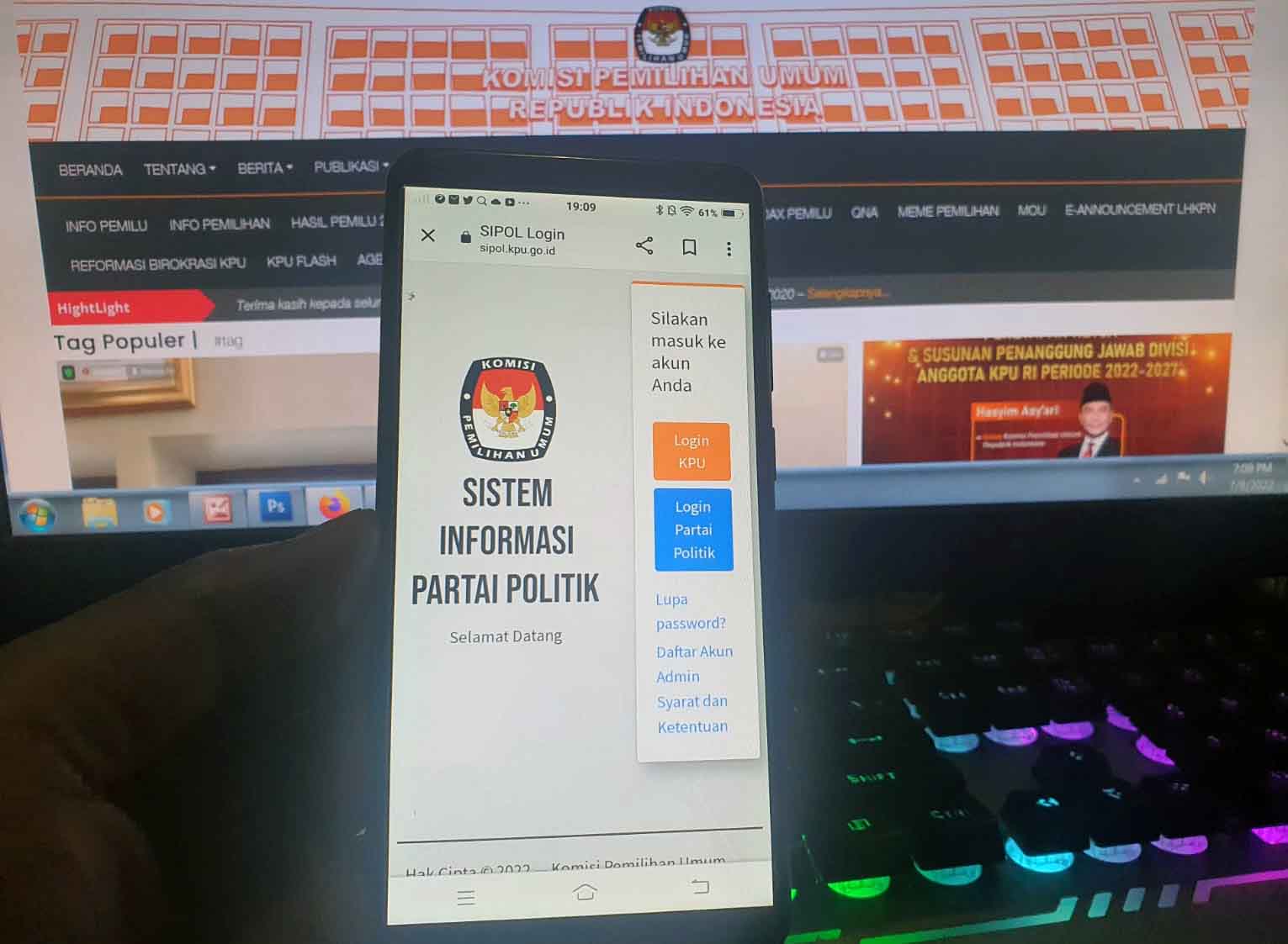 Sistem Informasi Partai Politik (Sipol) Pemilu 2024.