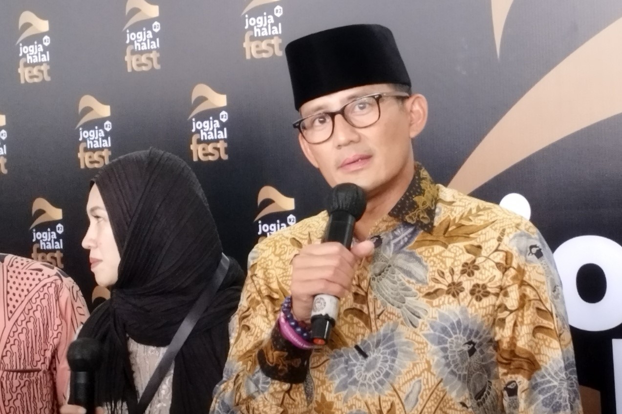 Menparekraf Sandiaga Uno di Jogja Halal Fest di Jogja Expo Center, Bantul, Jumat (4/11).