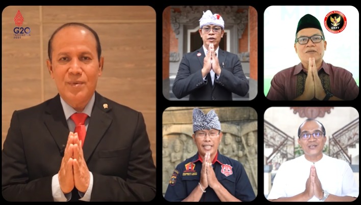 Ketua BNPT, Boy Rafli bersama sejumlah pemuka agama di Bali mengucapkan terima kasih pada masyarakat.