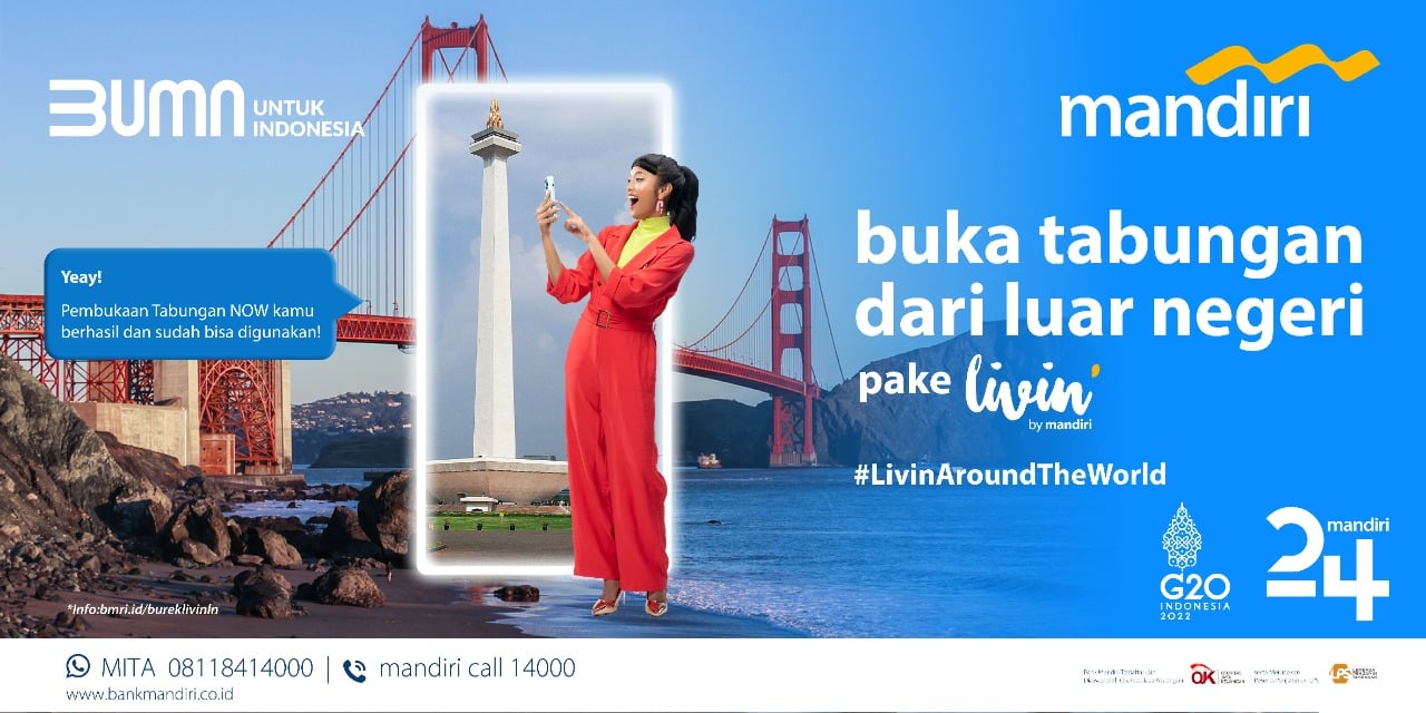 Livin’ by Mandiri dapat digunakan oleh nasabah dan calon nasabah yang berada di luar negeri. 