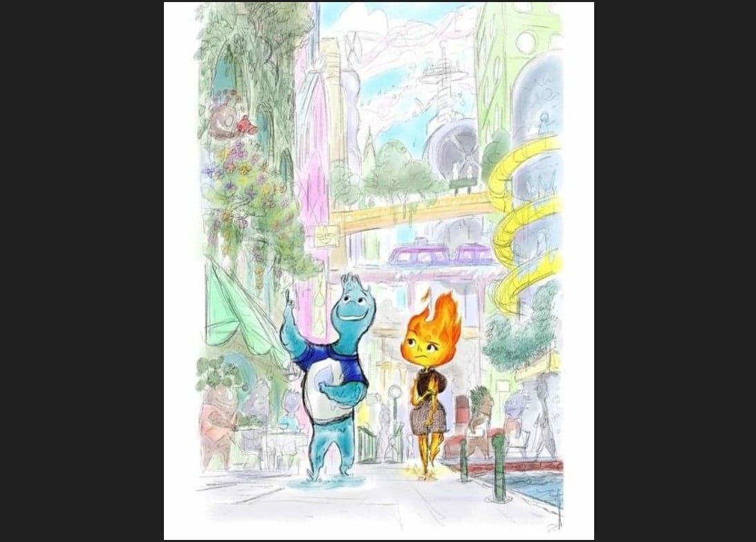Konsep art untuk film terbaru Pixar, Elemental.
