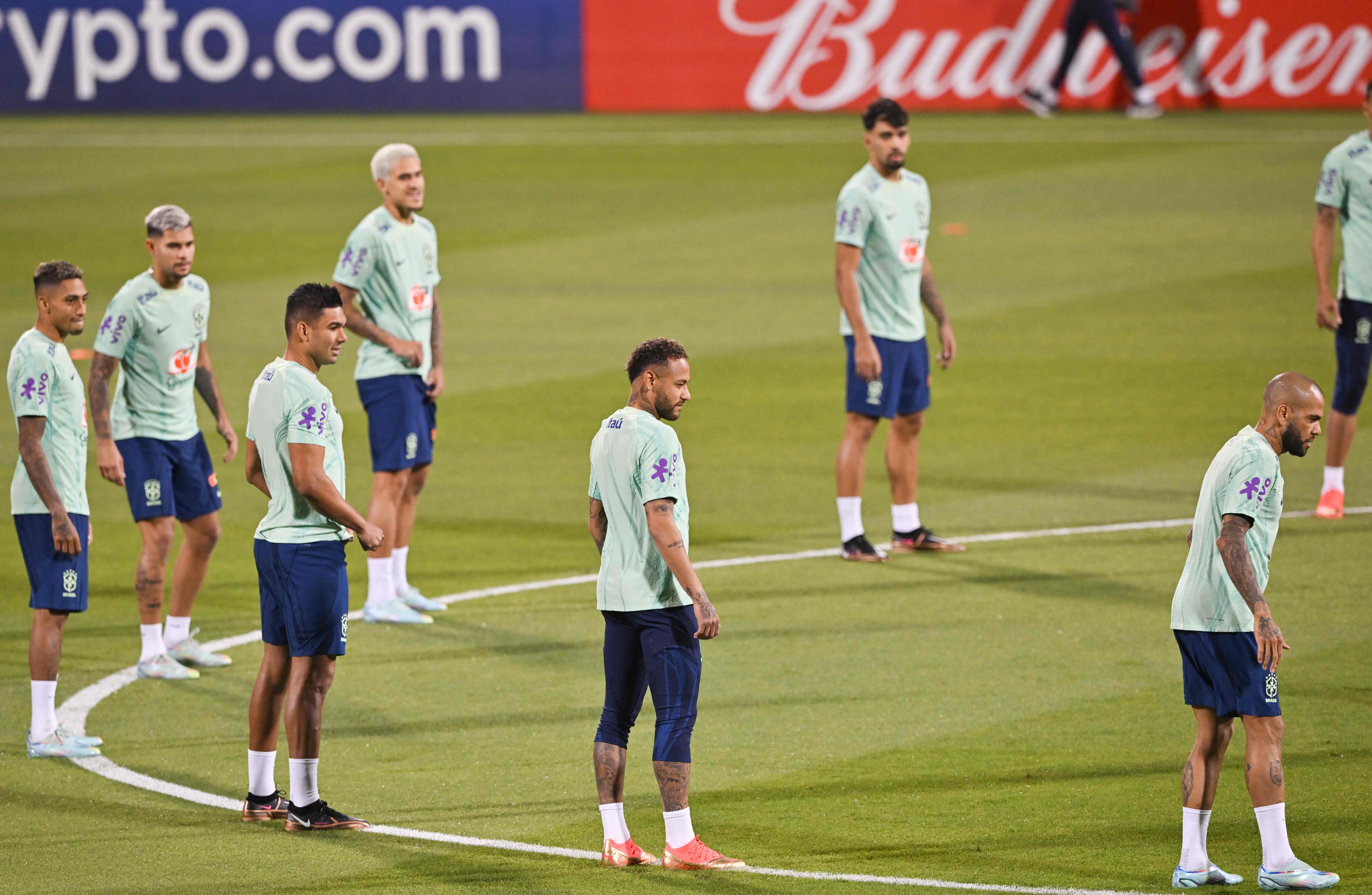 Pemain Timnas Brasil sedang berlatih