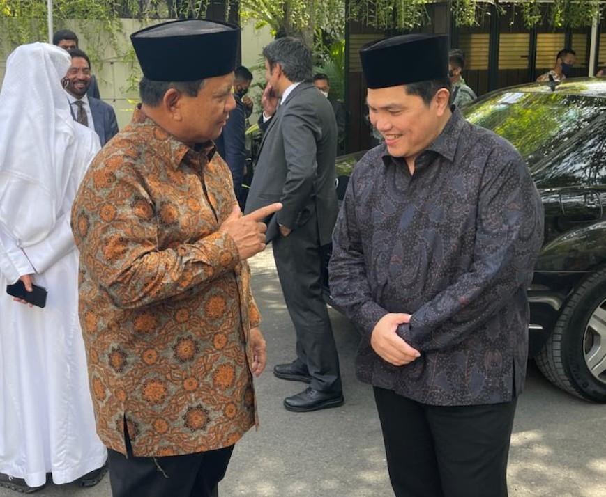 Menteri Pertahanan Prabowo Subianto dan Menteri BUMN Erick Thohir