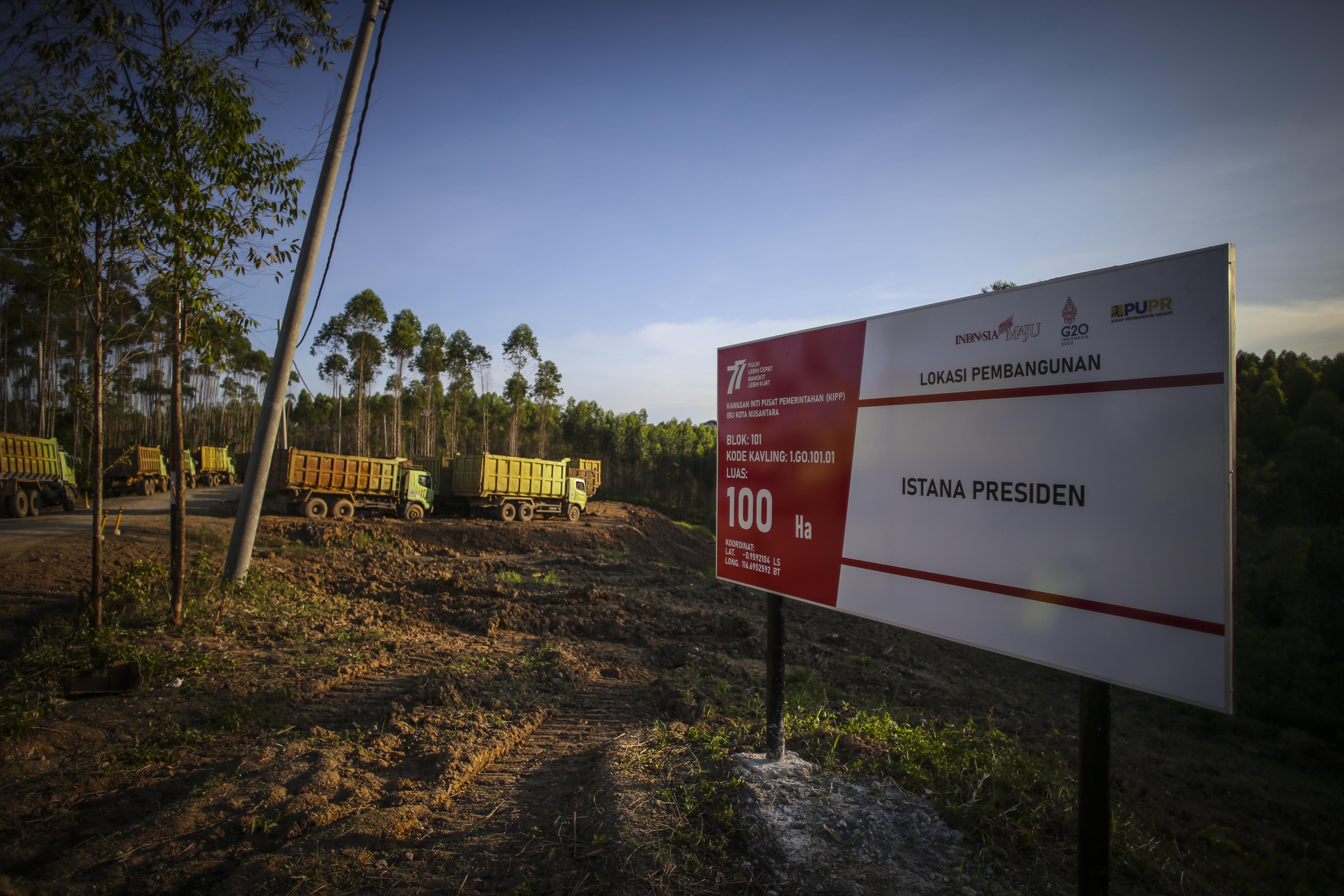 Potret lokasi pembangunan Istana Presiden di kawasan IKN Nusantara, Kalimantan Timur.