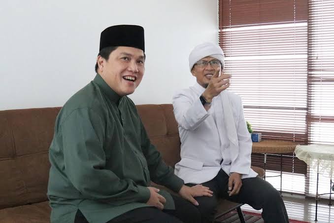 Menteri BUMN Erick Thohir dan Pengasuh Pondok Darut Tauhid Abdullah Gymnastiar alias Aa Gym