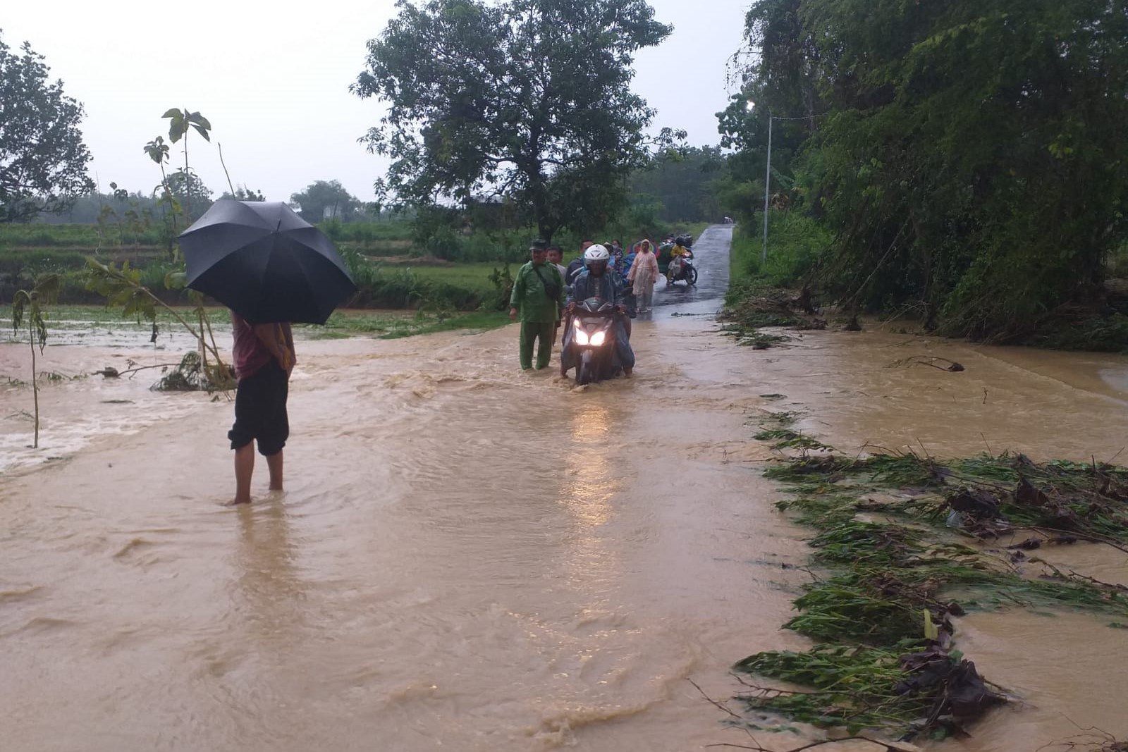 Kondisi banjir di Desa Tamansari, Kecamatan Jaken, Kabupaten Pati, Sabtu (15/10/2022).