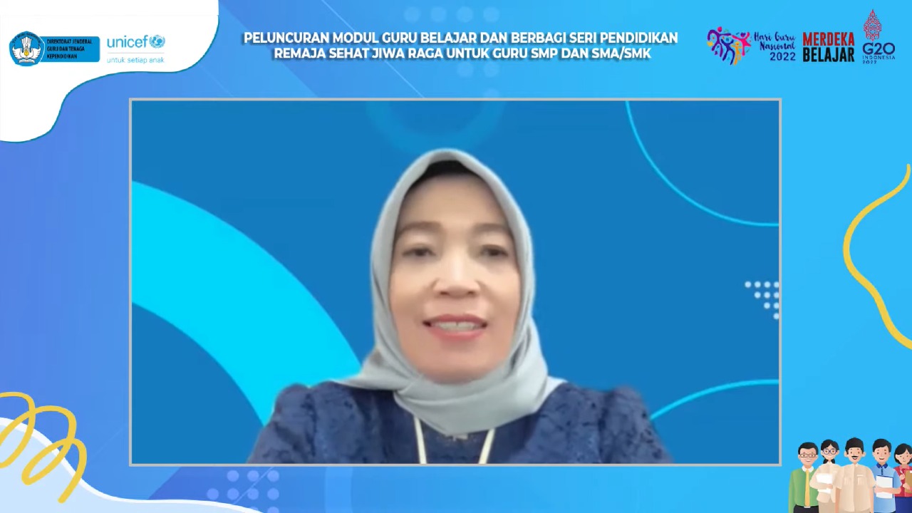 Plt Dirjen GTK Nunuk SUryani dalam peluncuran modul Remaja Sehat Jiwa Raga