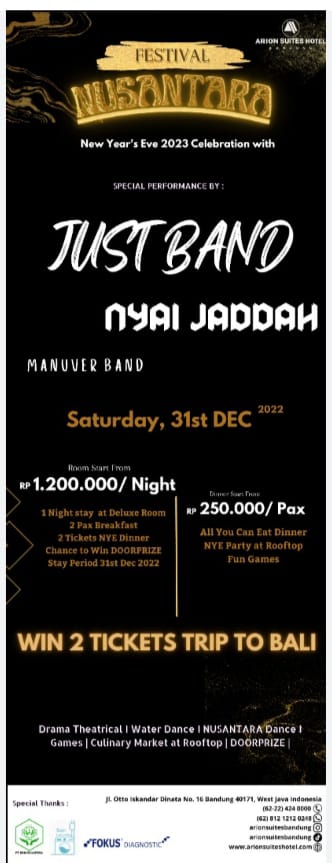 Sejumlah acara akan memeriahkan malam pergantian tahun di Arion Suites Hotel Bandung