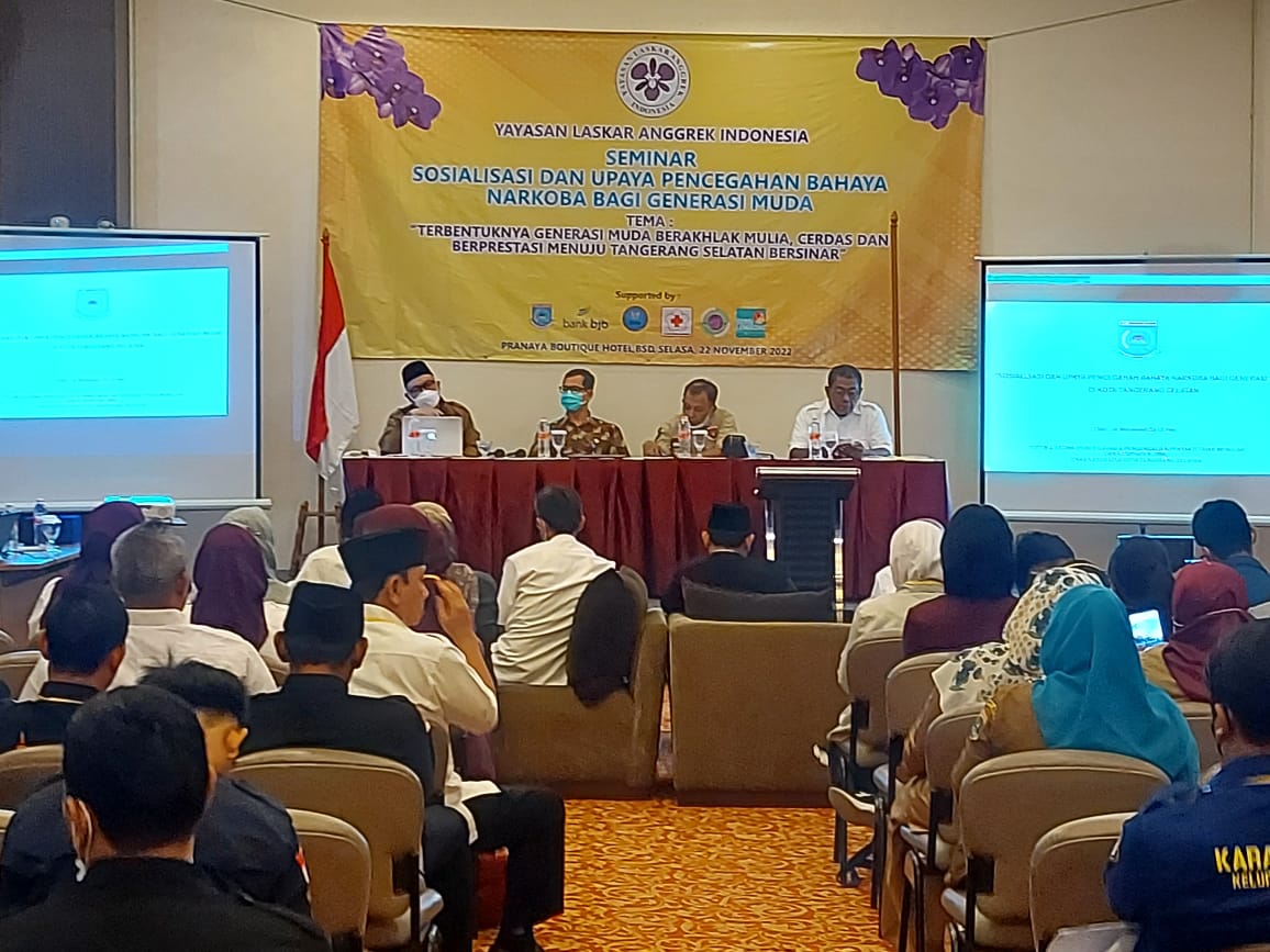 Seminar Sosialisasi Pencegahan Bahaya Narkoba yang diselenggarakan Pemkot Tangsel bekerja sama dengan Yayasan Laskar Anggrek Indonesia.