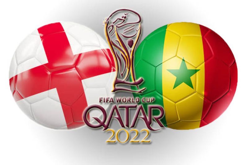 Ilustrasi pertandingan Inggris vs Senegal dalam fase 16 besar Piala Dunia 2022.