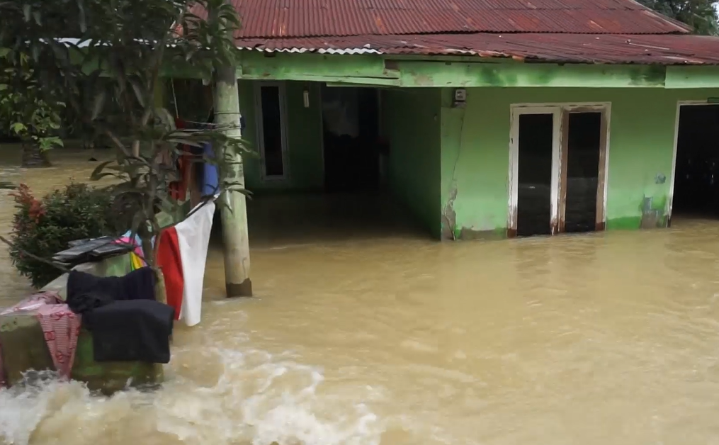 Salah satu rumah di Aceh Tamiang yang kebanjiran. 