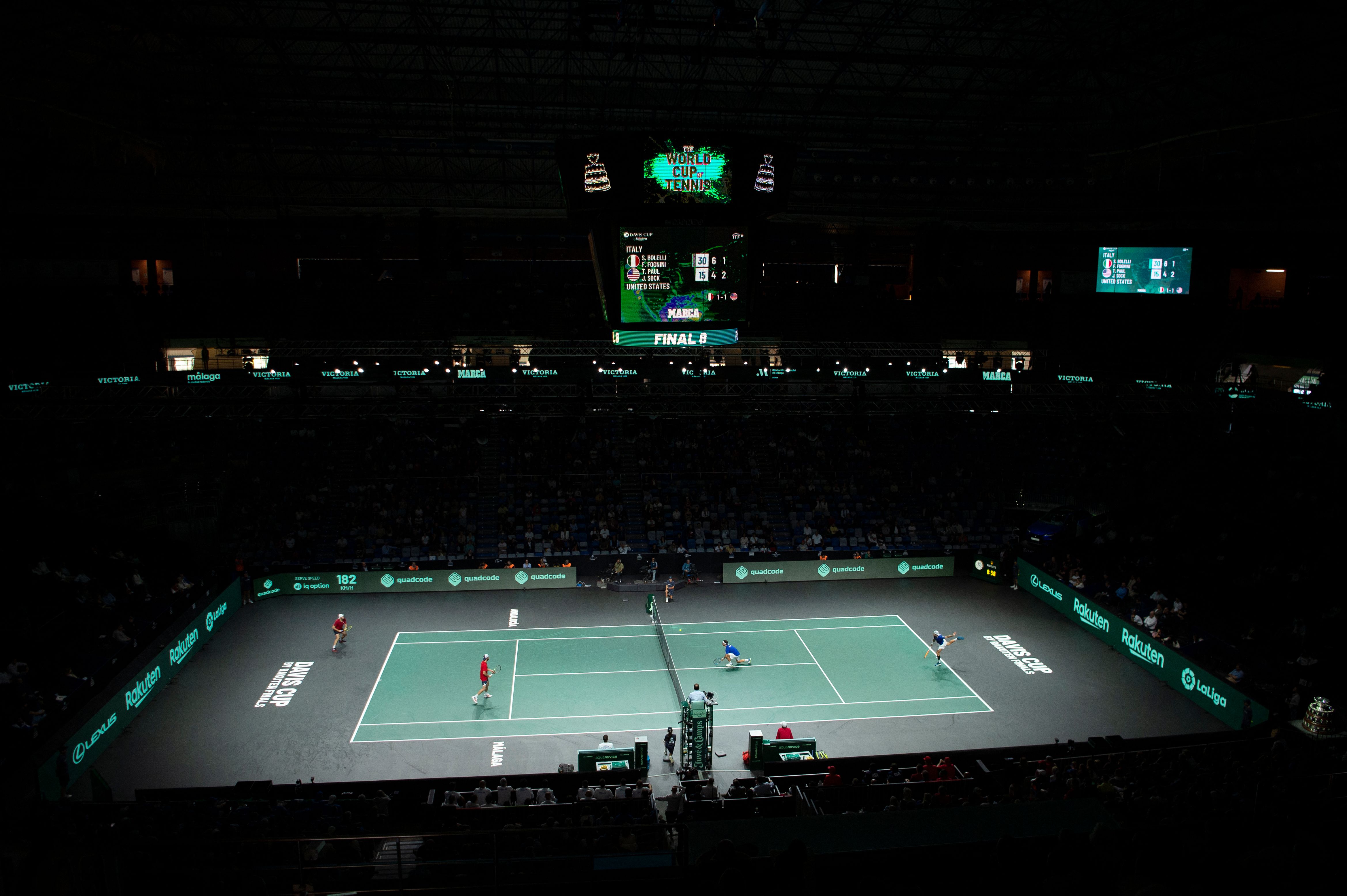 Ilustrasi pertandingan tenis.