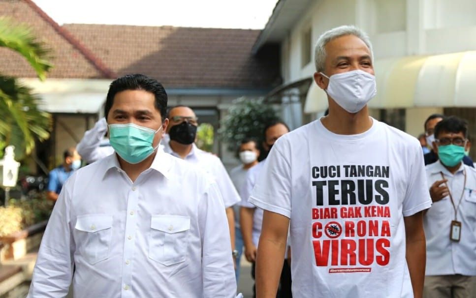 Erick Thohir (kiri), Ganjar Pranowo (kanan).