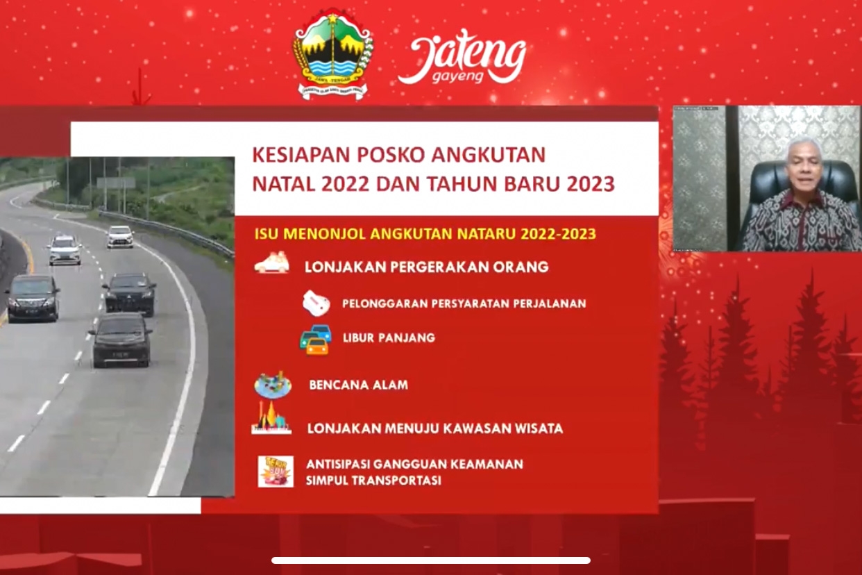 Gubernur Jateng Ganjar Pranowo menginstruksikan pada sektor wisata jelang Natal 2022 dan Tahun Baru 2023 agar kelayakan sarana prasarana bai