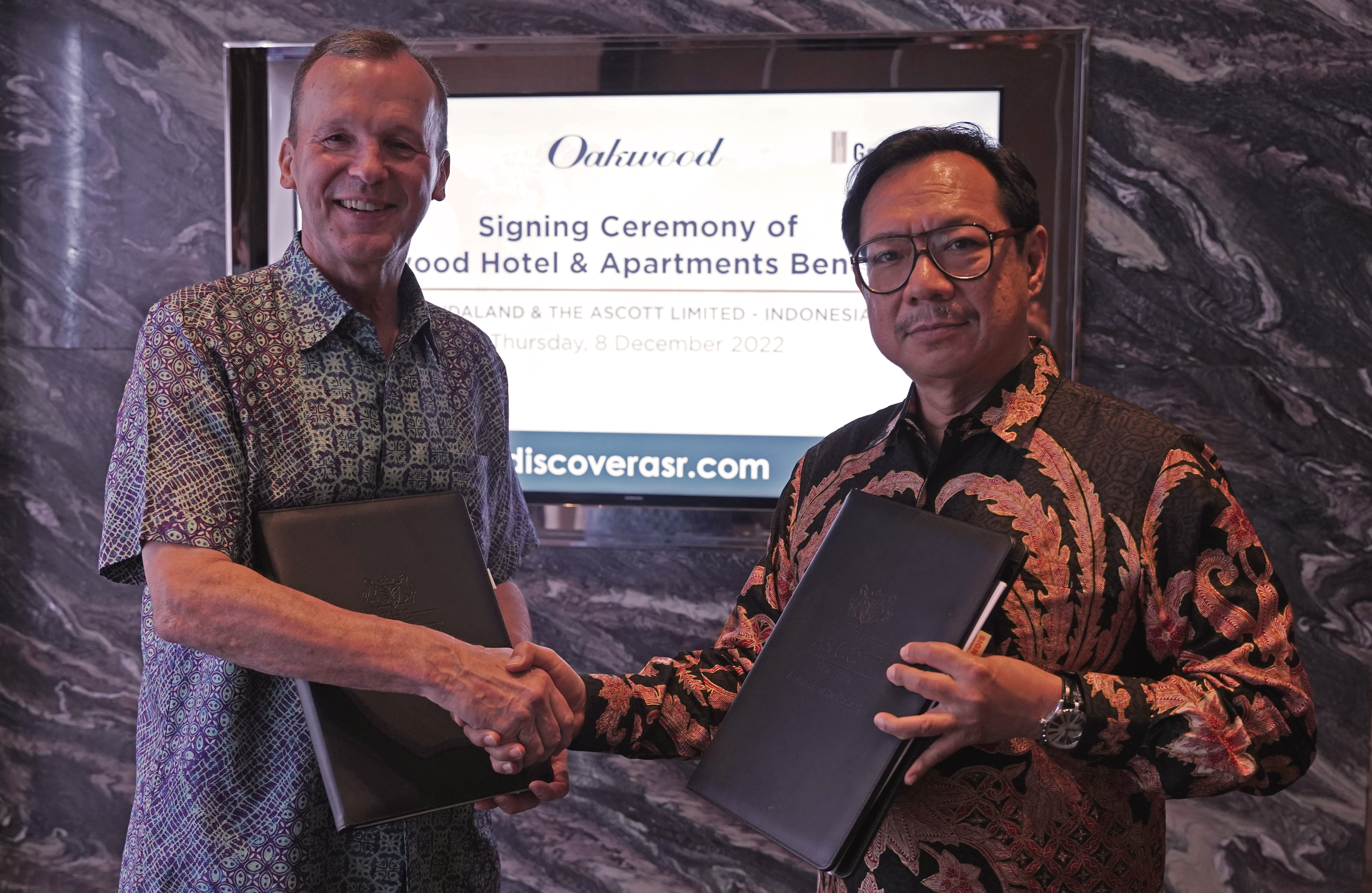 Kerja sama Ganda Land  dengan Ascott untuk operasional Oakwood Hotel & Apartment di Bali
