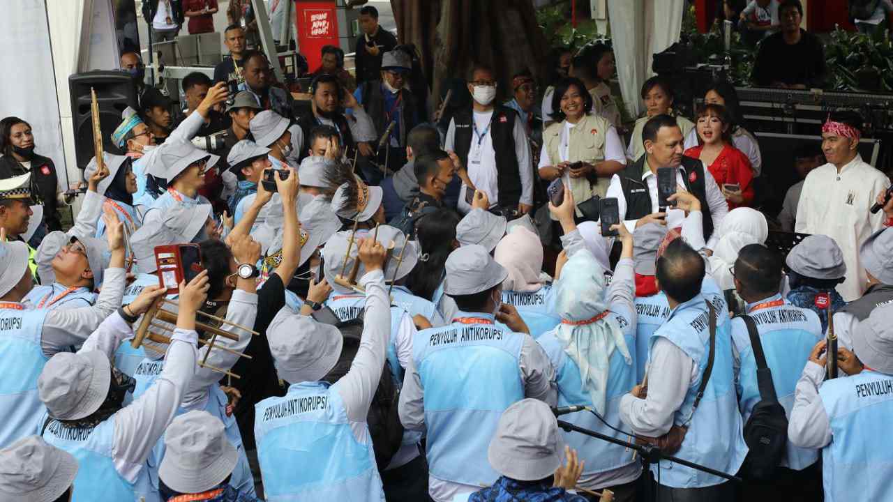 Ketua KPK Firli Bahuri di Apel Besar Temu Aksi Penyuluh Antikorupsi dan Ahli Pembangun Integritas (TAPAKSIAPI) 2022 di Gedung Merah Putih, M