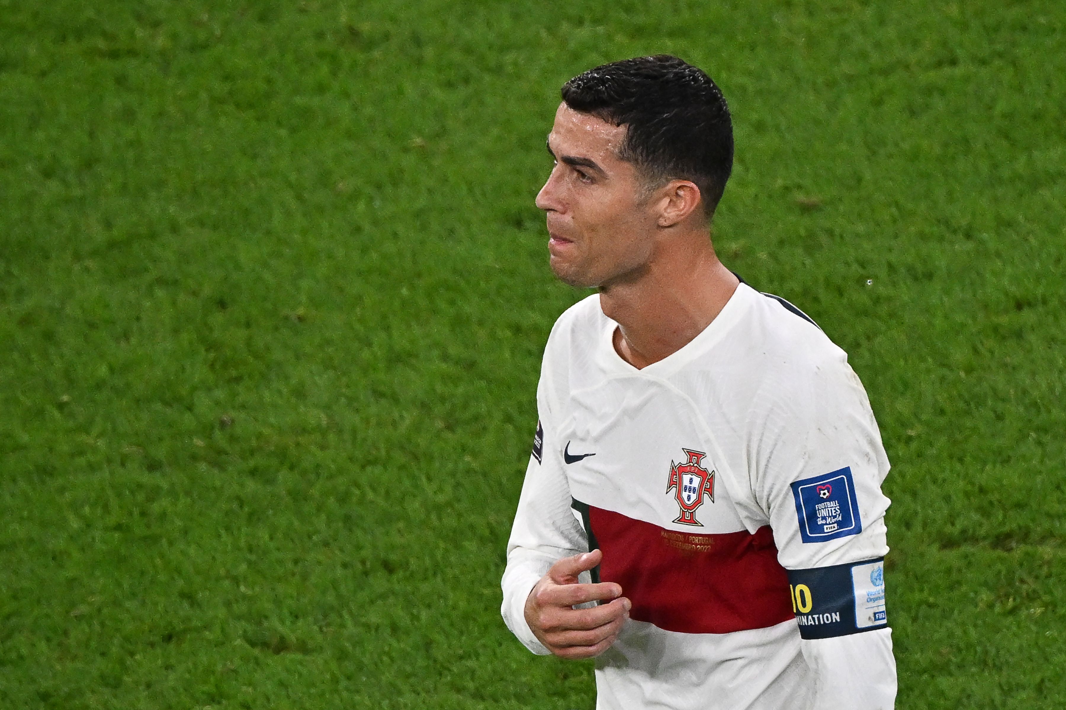 Reaksi Cristiano Ronaldo setelah kegagalan timnas Portugal pada perempat final Piala Dunia 2022 di Qatar.