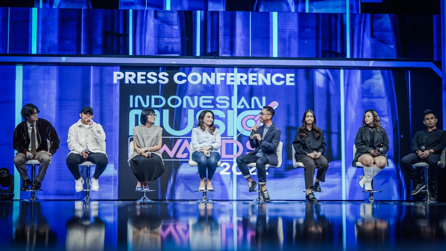 Pers konferensi Indonesian Music Awards (IMA) 2022 di Jakarta, Jumat (2/12).