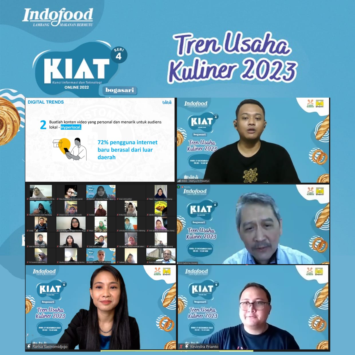 Pembukaan KIAT Bogasari Seri-4 yang digelar Rabu (21/12) secara virtual melalui aplikasi Zoom’s Meeting.