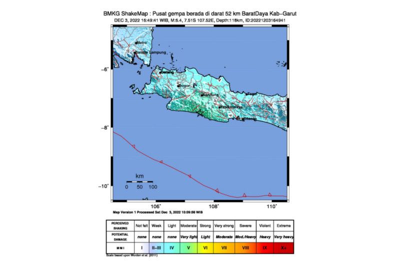 Gempa berkekuatan 6,4 M yang guncang Jabar berpusat di Garut