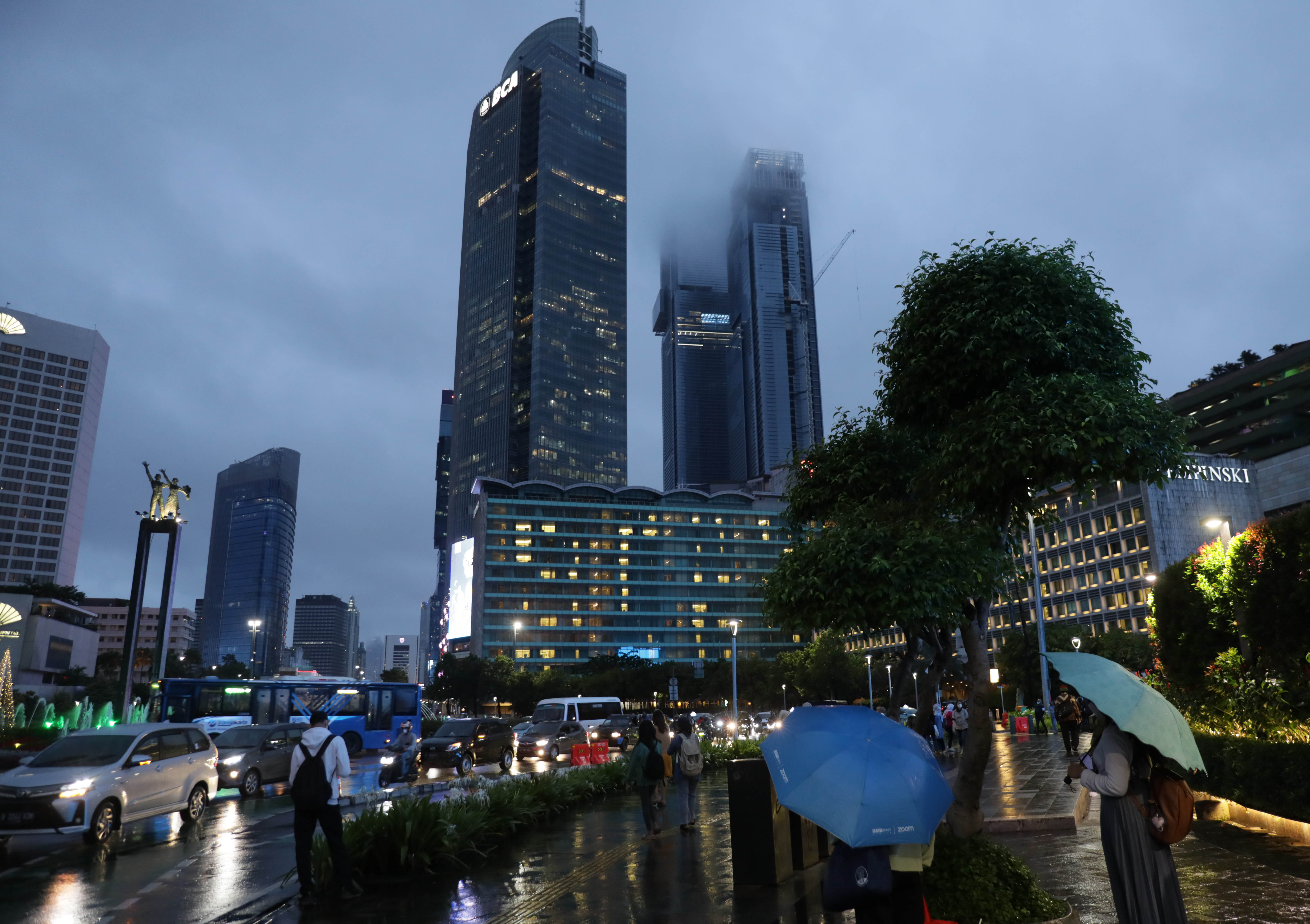 Wilayah Jakarta saat diguyur hujan.