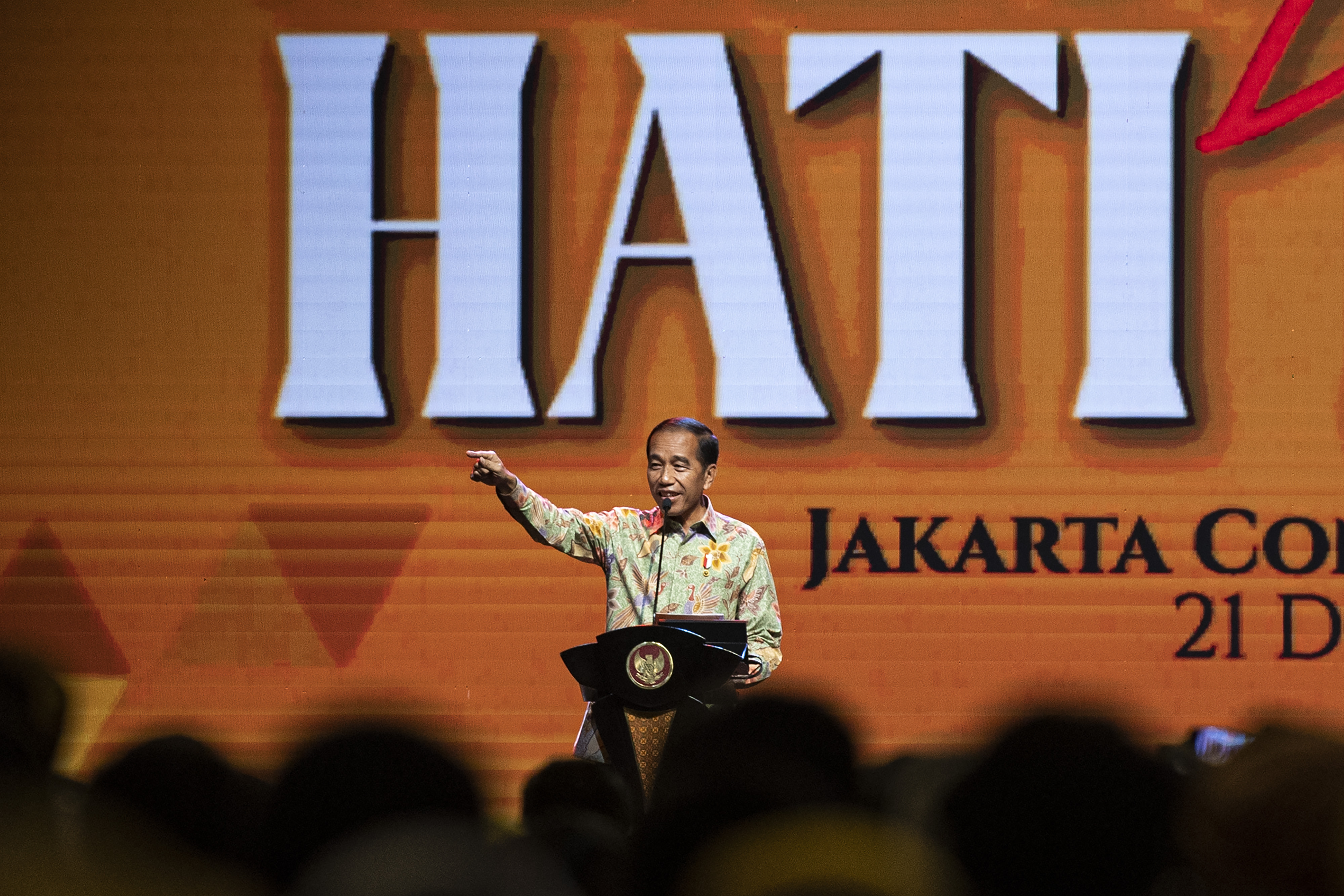 Presiden Jokowi saat menyampaikan pengarahan di HUT Partai Hanura.