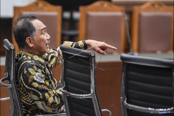 Saksi Rizal Mallarangeng memberikan keterangan saat sidang lanjutan kasus suap minyak goreng di Pengadilan Tipikor Jakarta