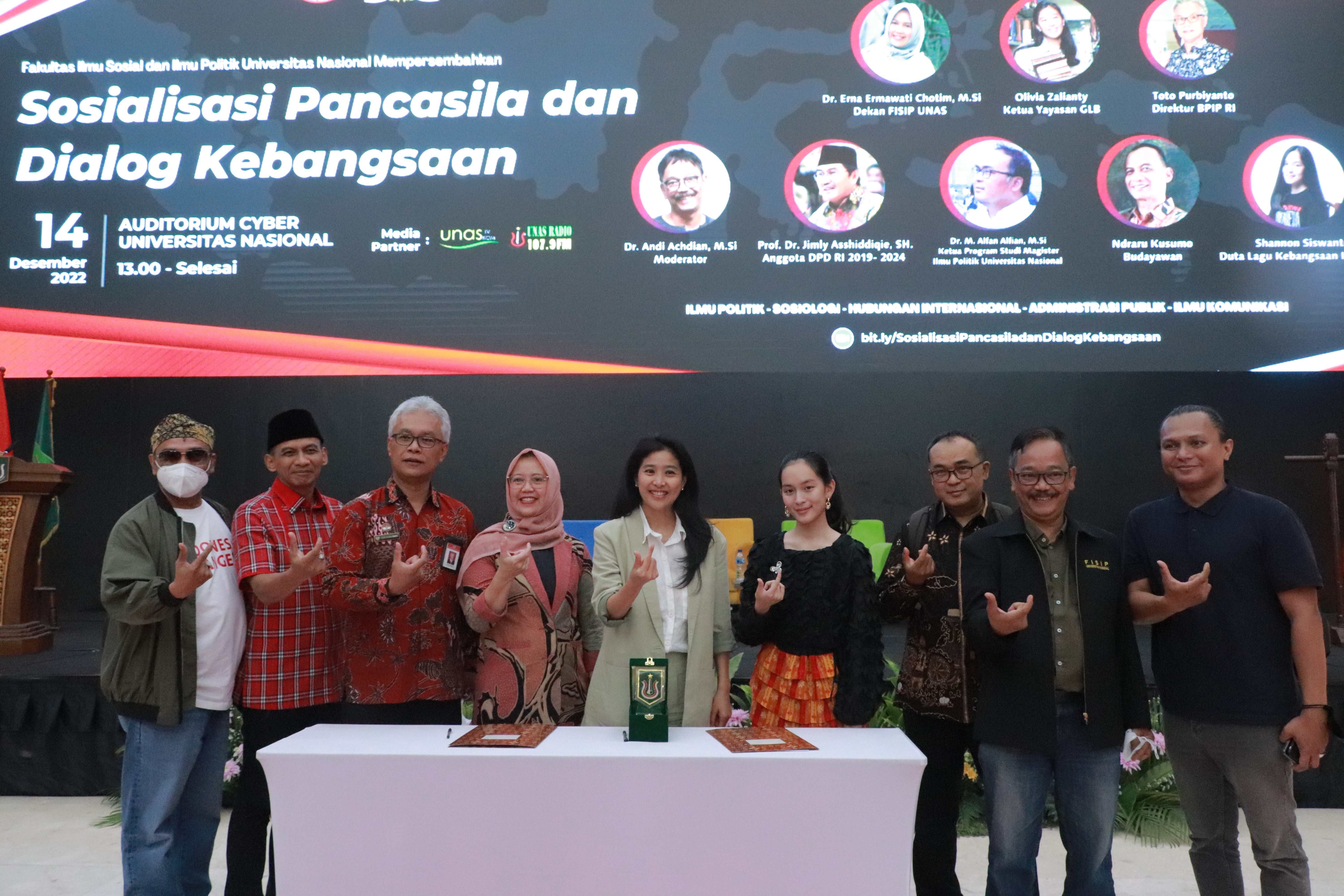 Fisip Unas dan Yayasan Generasi Lintas Budaya menggelar Sosialisasi Pancasila Empat Pilar dan Dialog Kebangsaan di Gedung Cyber Unas, Jakart