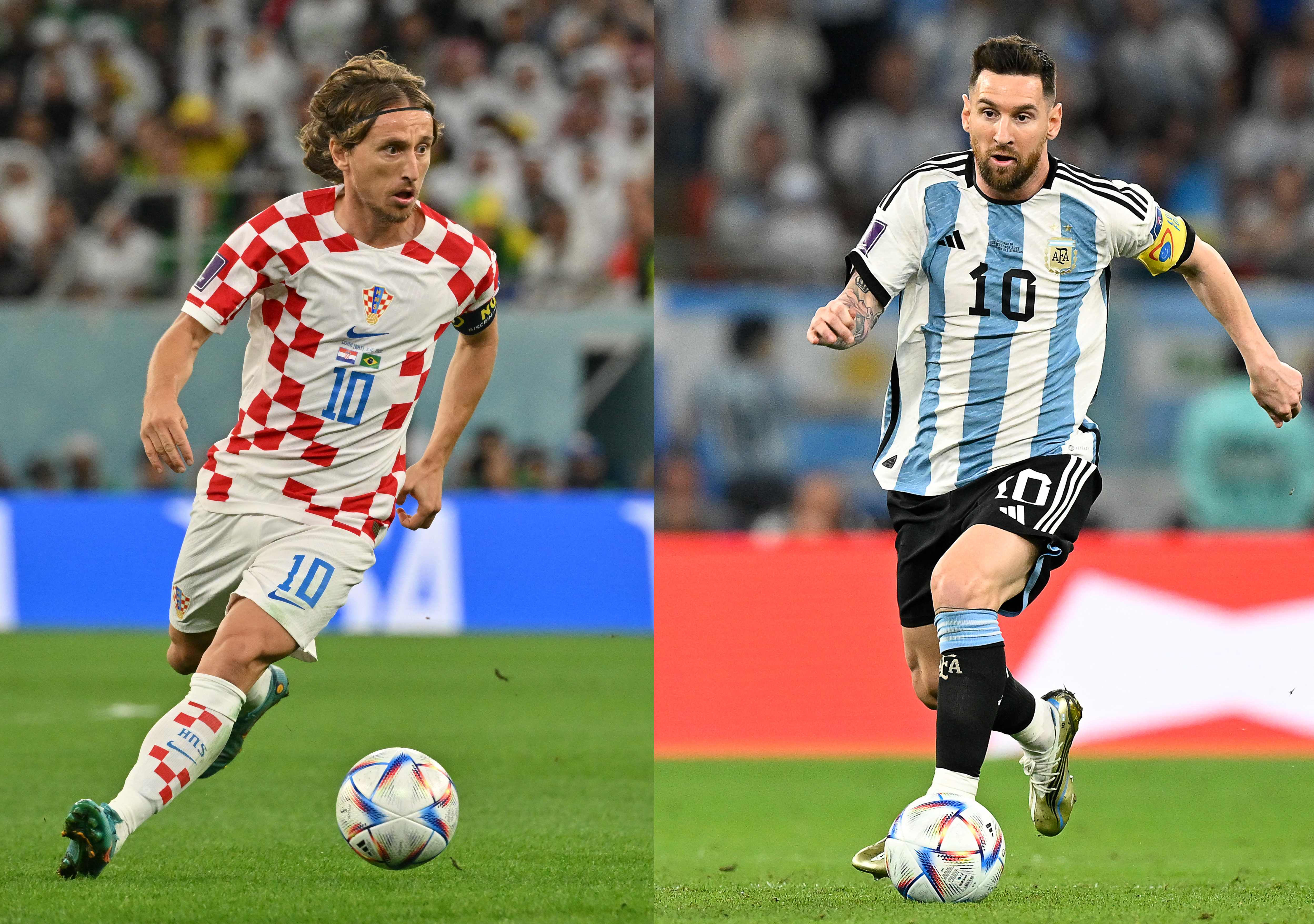 Lionel Messi (kanan) dan Luca Modric.