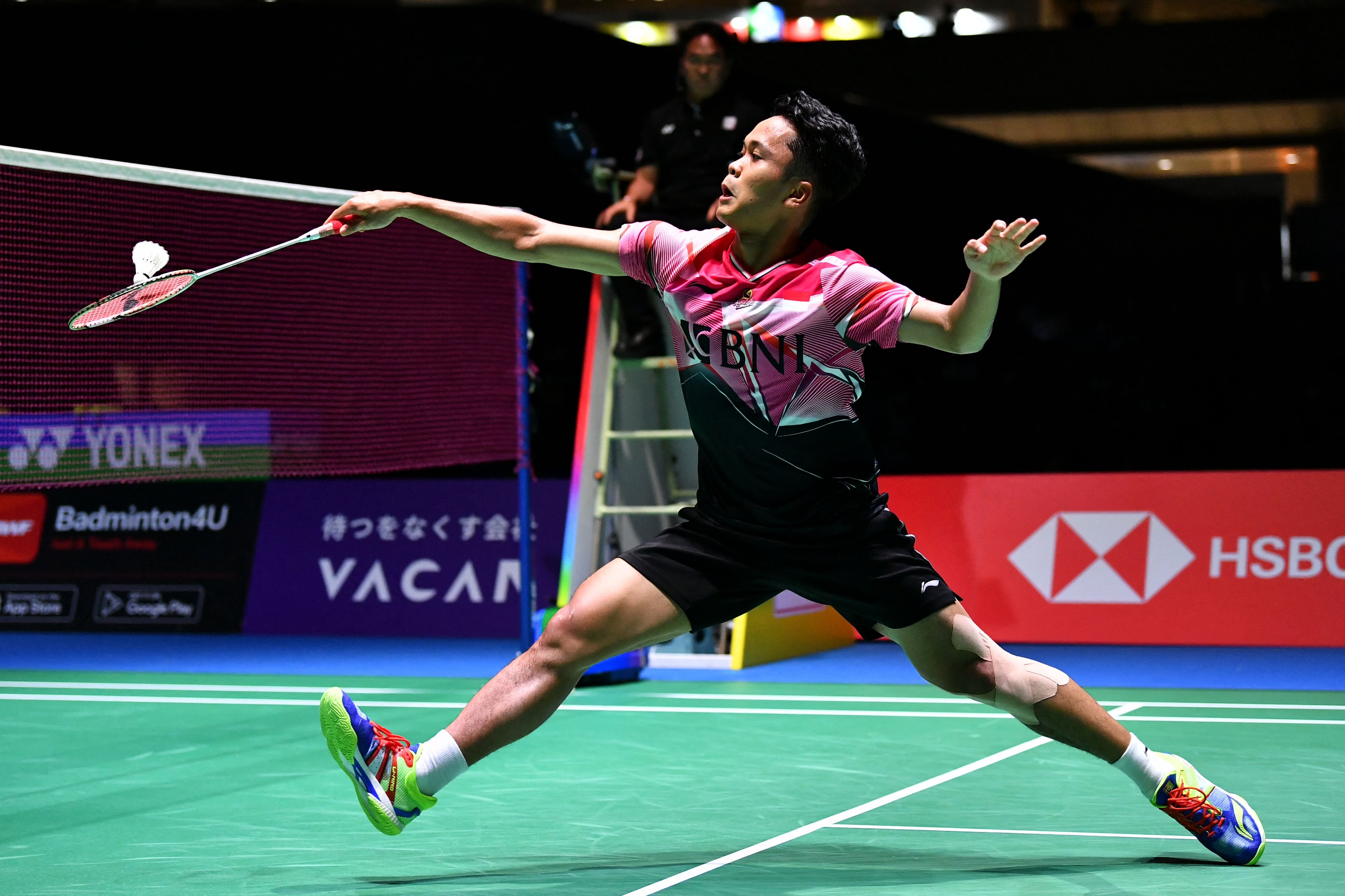 Pebulu tangkis Indonesia Anthony Sinisuka Ginting saat berlaga.