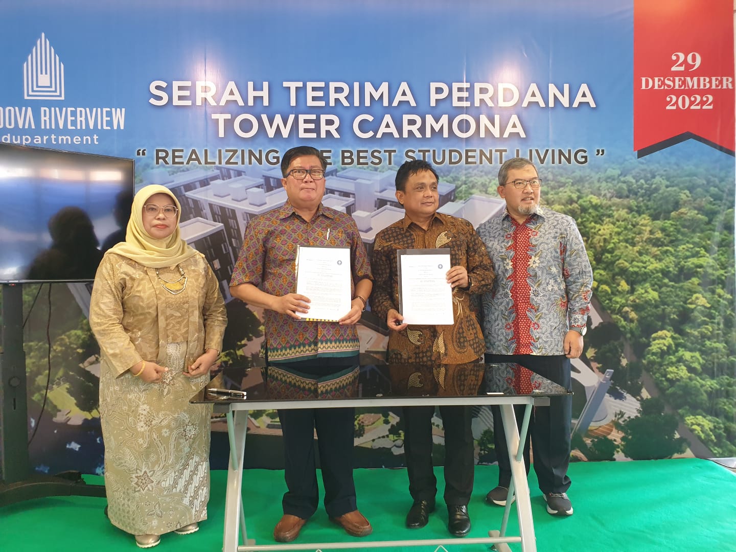 Serah terima unit Cordova Riverview Edupartment di Bogor, Jawa Barat, Kamis (29/12).