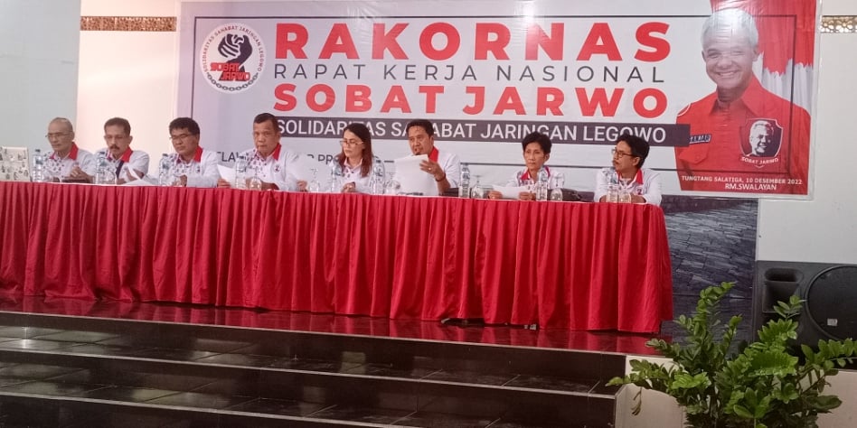  Rapat Koordinasi Nasional (Rakornas) Solidaritas Sahabat Jaringan Legowo (Sobat Jarwo) mendukung Presiden Jokowi menyukseskan Pemilu 2024.