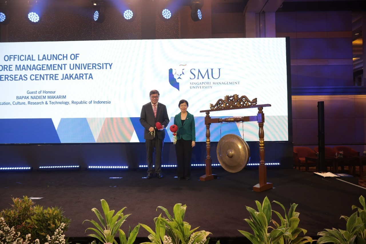 Konferensi pers untuk mengumumkan Overseas Center pertama SMU di Jakarta, Selasa (6/12).