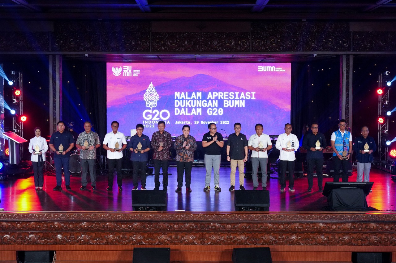 Acara Malam Apresiasi Dukungan BUMN dalam G20 di Jakarta. 