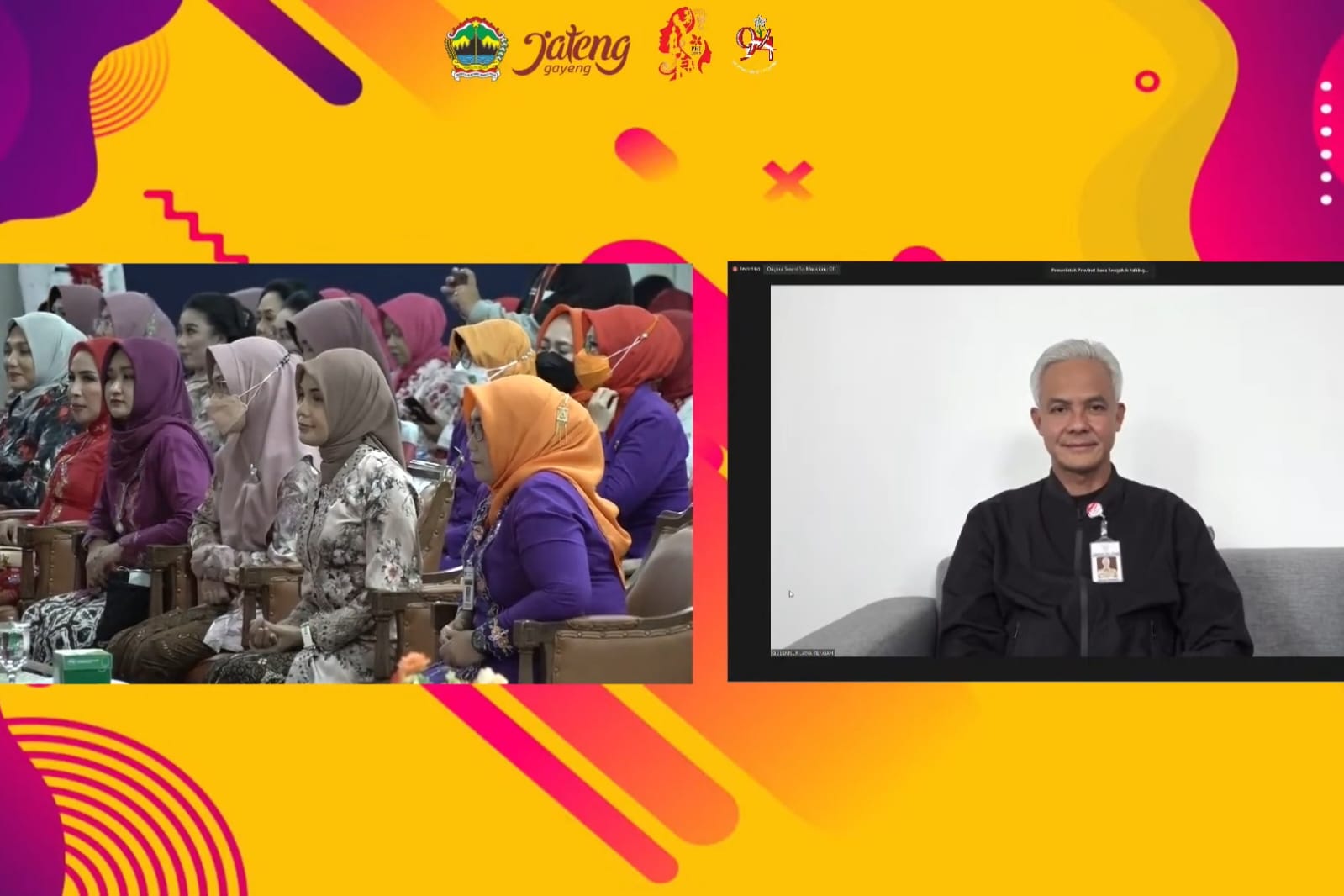 Gubernur Jateng Ganjar Pranowo dalam virtual meeting peringatan Hari Ibu, Kamis (22/12/2022)