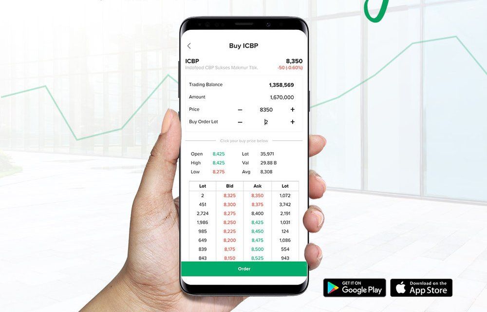 Aplikasi saham Stockbit pada layar smartphone.