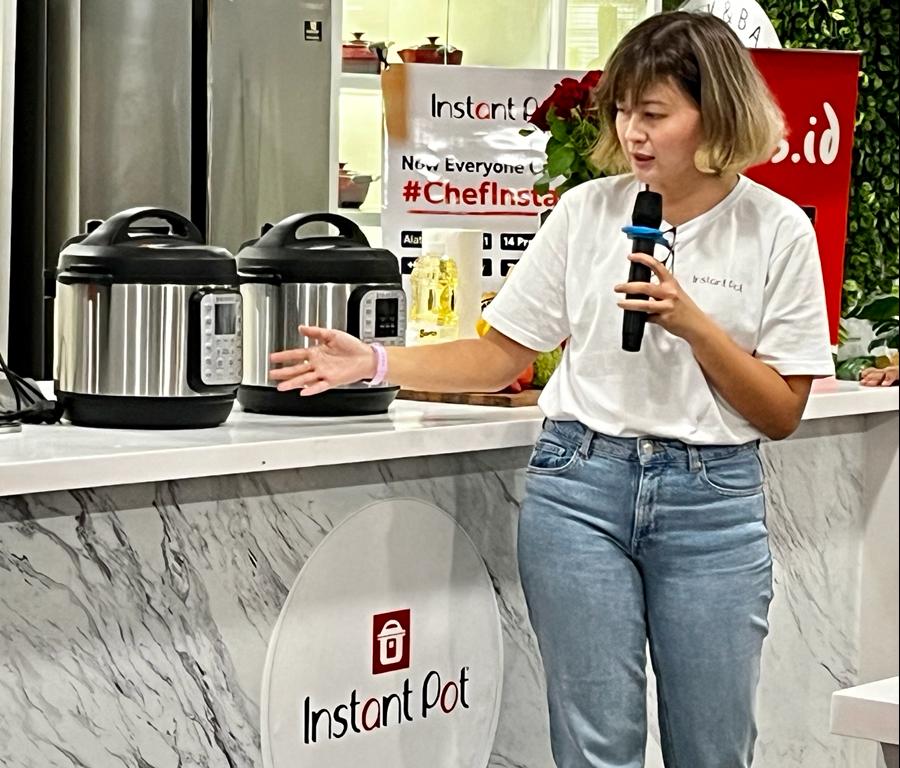 Konferensi pers memperkenalkan Multicooker Instant Pot Duo 9-in-1 di Jakarta, Sabtu (14/1). 