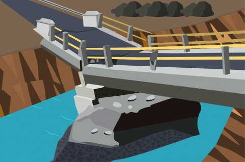 Ilustrasi jembatan rusak.