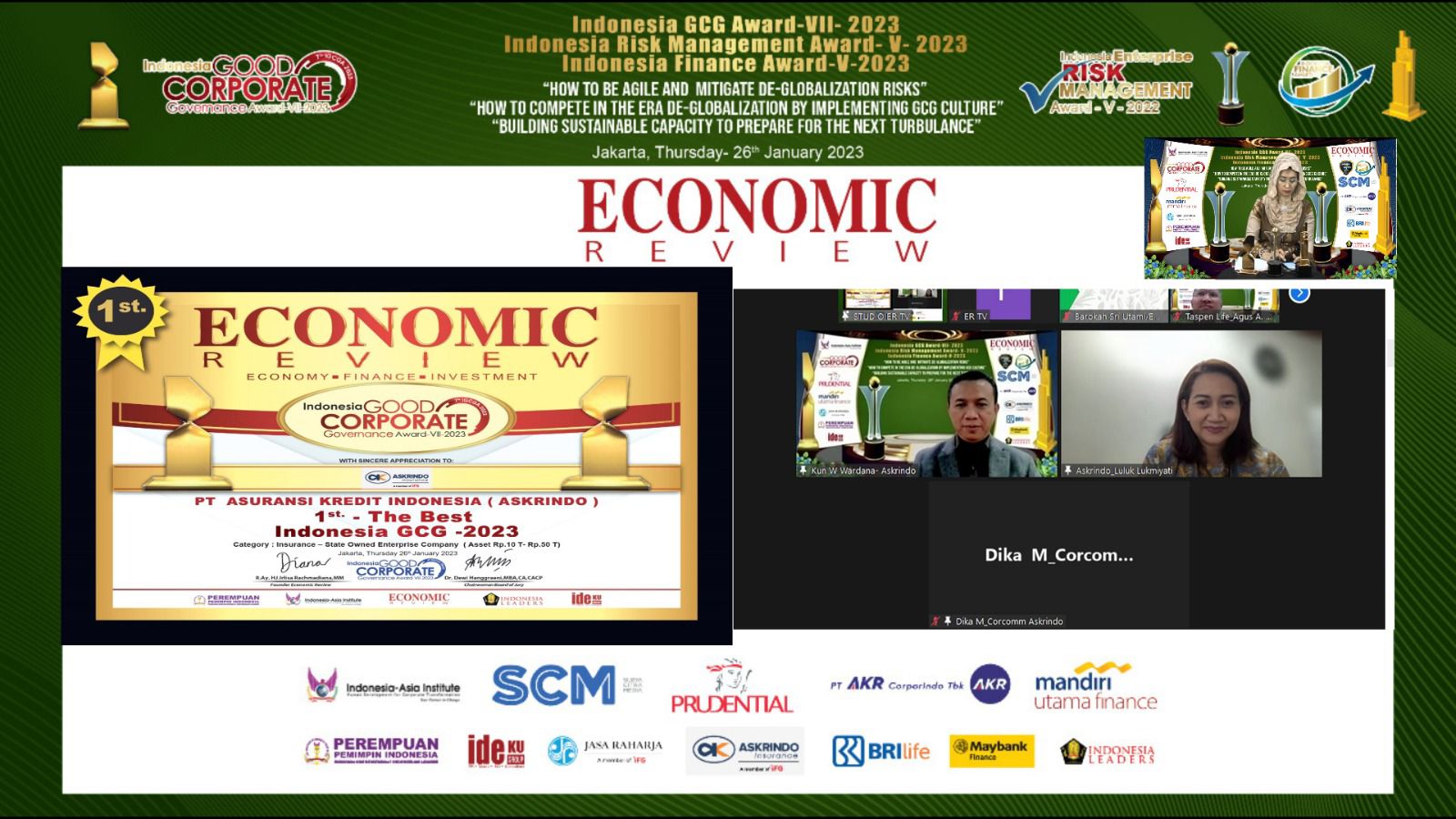 Komit Terapkan GCG, Askrindo Gaet Tiga Penghargaan 